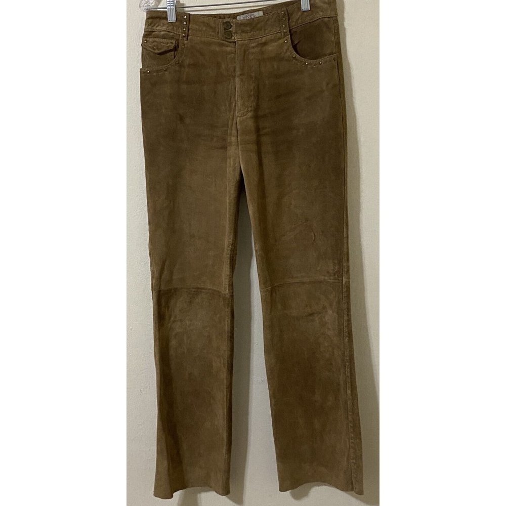 Vintage Skotts Suede Women's Size 6 Studded Brown Pants Style CP145 32" x 32"